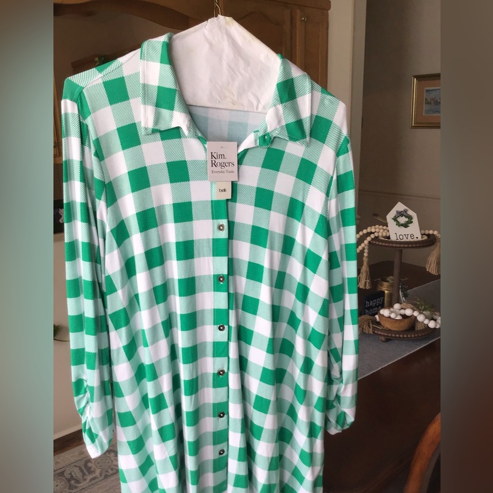 Kim Rogers Tunic Green Plaid
